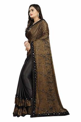 black printed cotton saree with blouse 2