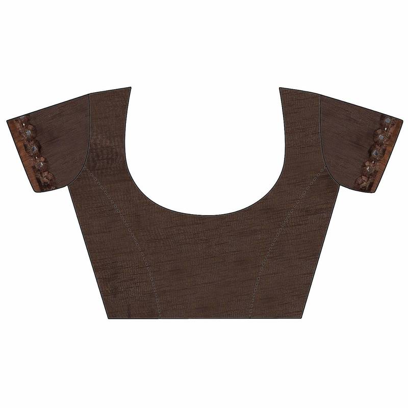 brown printed cotton saree with blouse