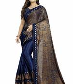 blue printed cotton saree with blouse