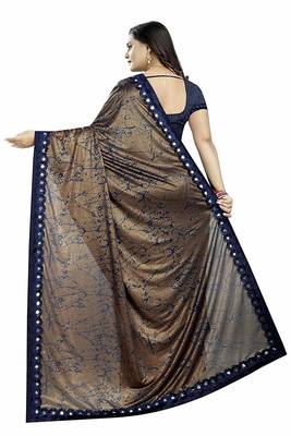 blue printed cotton saree with blouse 2