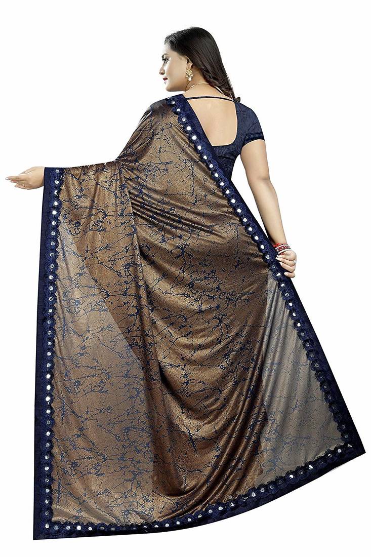 blue printed cotton saree with blouse