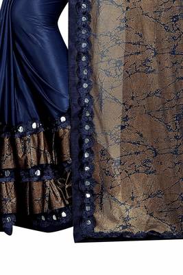 blue printed cotton saree with blouse 4