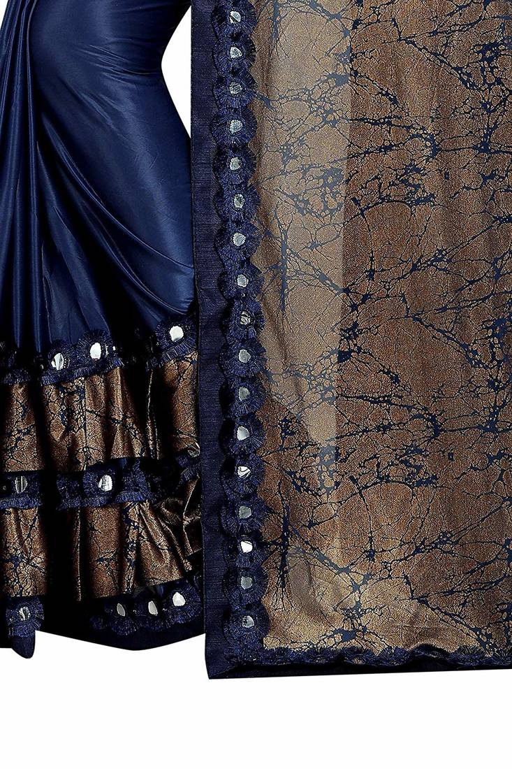 blue printed cotton saree with blouse