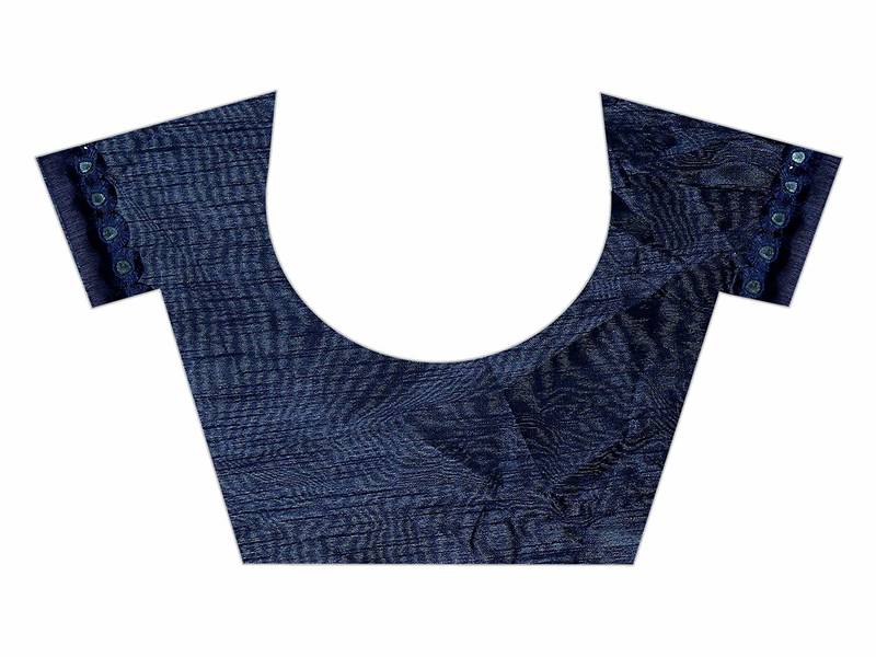 blue printed cotton saree with blouse