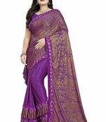 purple printed cotton saree with blouse