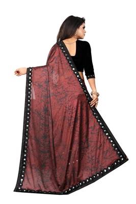 red printed cotton saree with blouse 4