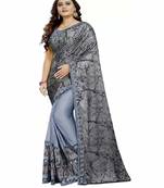 grey printed cotton saree with blouse