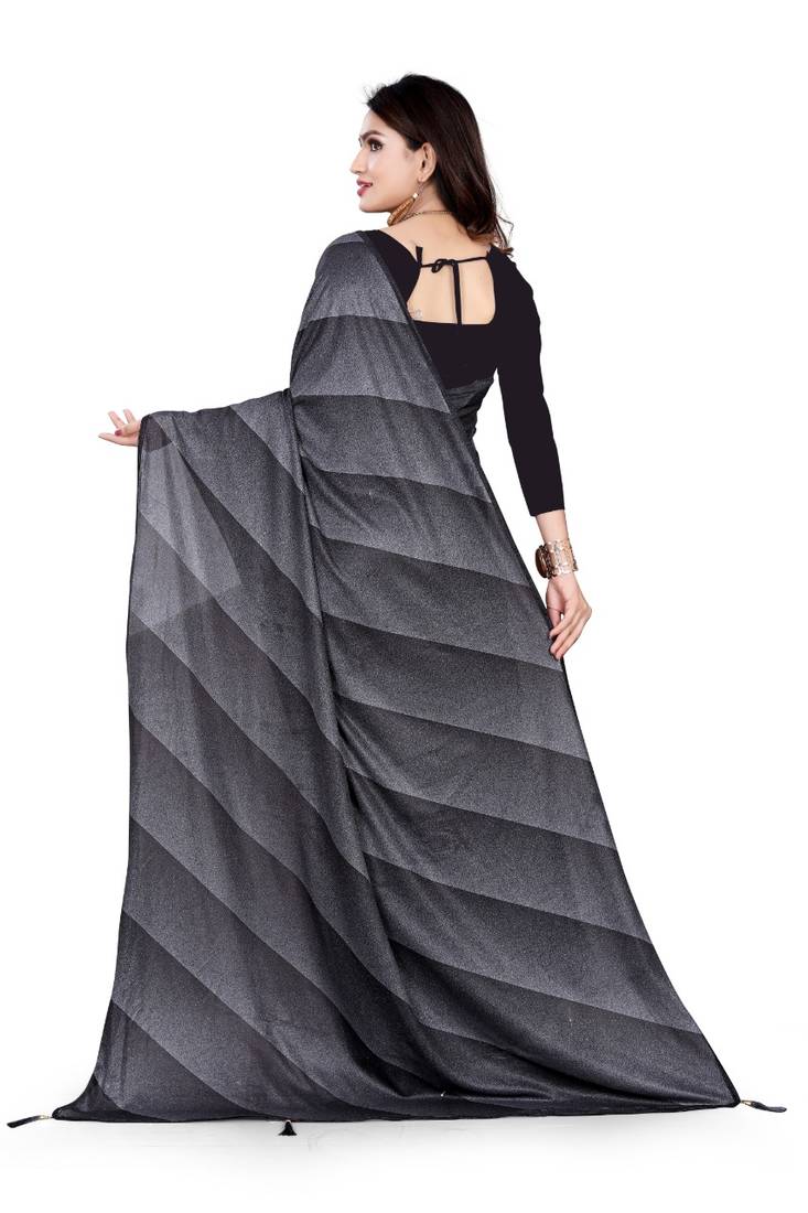 black printed cotton saree with blouse