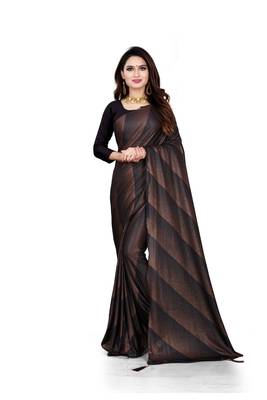 brown printed cotton saree with blouse 1
