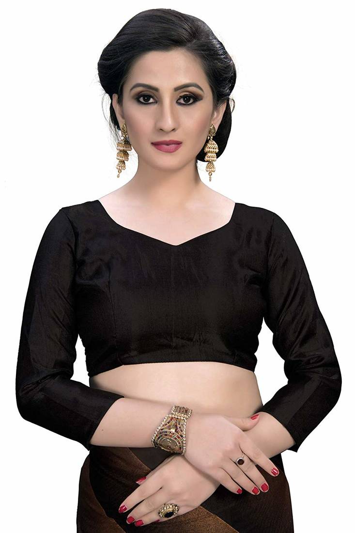 brown printed cotton saree with blouse