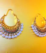 Ethnic Pearl Polki with Red Green Stones Earring By Adiva HA054