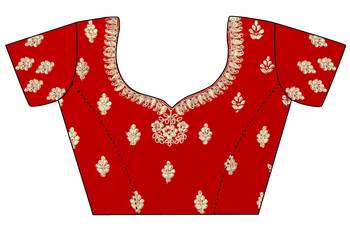 Red Embroidered Satin Semi Stitched Lehenga 4