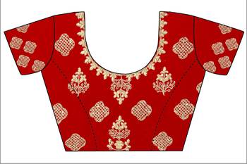 Red Embroidered Satin Semi Stitched Lehenga 4