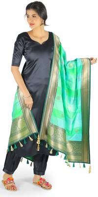 Sea Green Woven Banarasi Dupatta 1