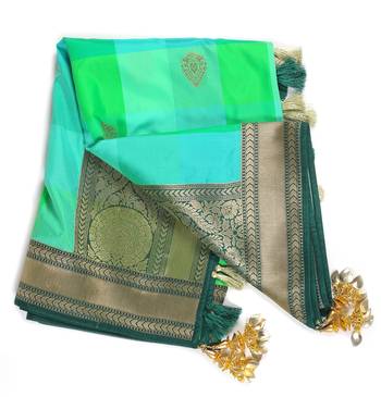 Sea Green Woven Banarasi Dupatta 2