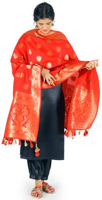 Red Woven Banarasi Dupatta 1