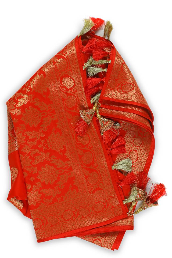 Red Woven Banarasi Dupatta