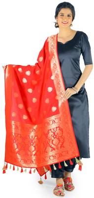 Red Woven Banarasi Dupatta 3