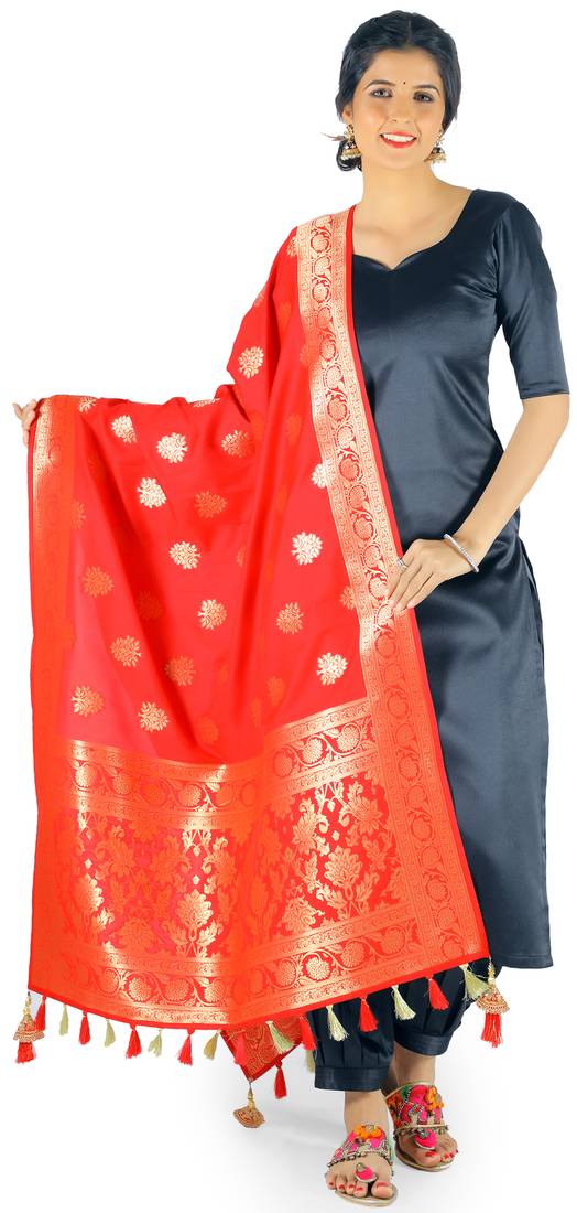 Red Woven Banarasi Dupatta