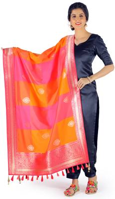 Pink Woven Banarasi Dupatta 1
