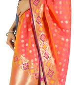 Peach Woven Banarasi Dupatta