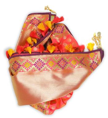Peach Woven Banarasi Dupatta 2