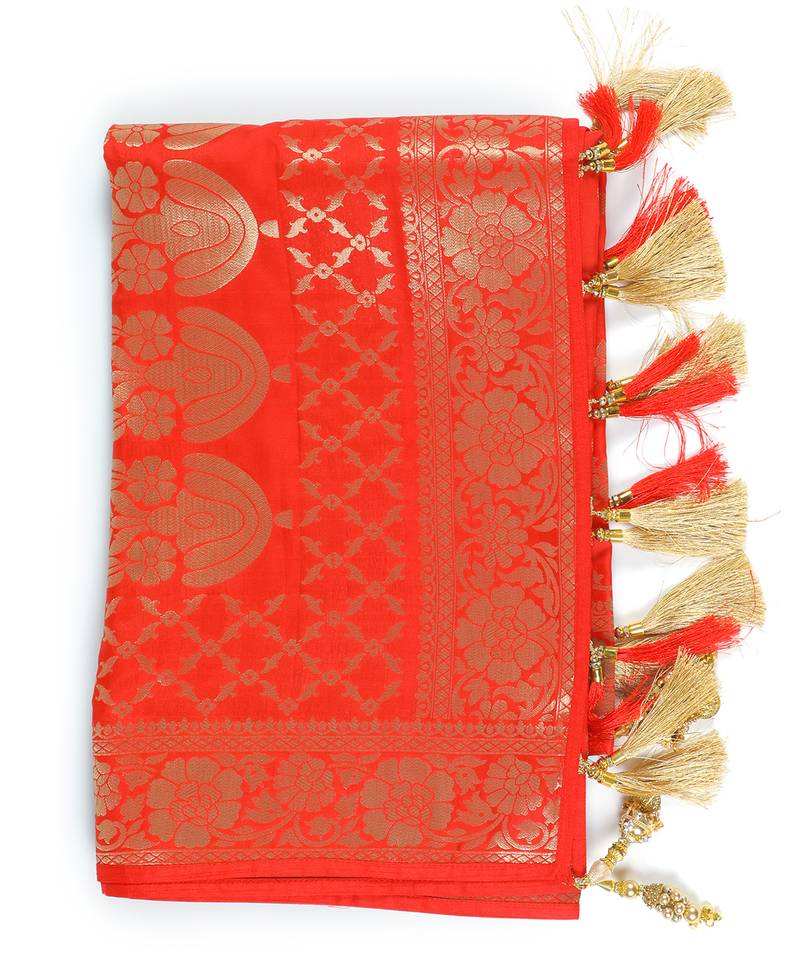 Red Woven Banarasi Dupatta