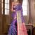 Blue woven silk blend saree with blouse