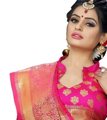 Blue woven silk blend saree with blouse 5