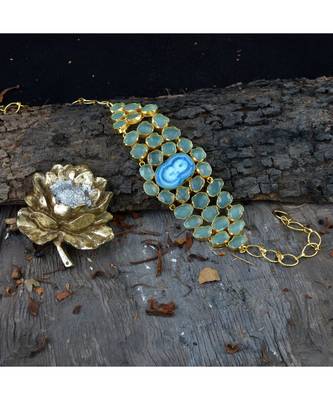 Green Blue Natural Stone Stylish Designer Latest Fashionable Choker Necklace 1