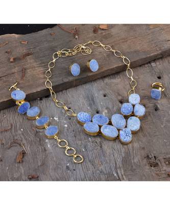 Ice Blue Duzzy Stone Designer Stylish Fashionable Unique Full Set 1