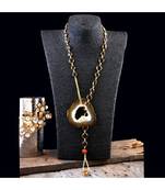 Brown Natural Stone Natural  Lock Designer Stylish Fashionable Scarf Necklace