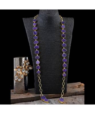 Purple Duzzy Stone Stylish Designer Scarf Pattern Fashionable Smart Look Necklace 2