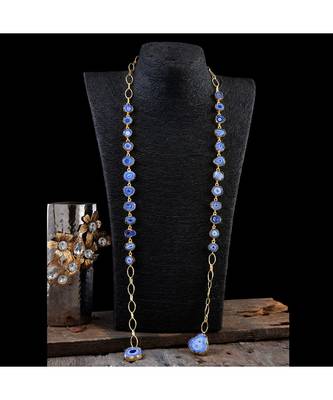 Blue Duzzy Natural Stone Classy Western Style Fashionable Designer Neckpiece 1