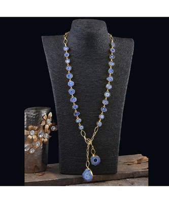 Blue Duzzy Natural Stone Classy Western Style Fashionable Designer Neckpiece 2