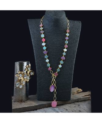 Multicolour Stylish Natural Stone Duzzy Fashionable Beautiful Scarf Necklace 1