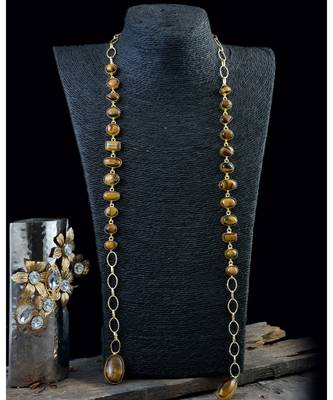 Brown Natural Stone  Designer Stylish Fashionable Scarf Necklace 1