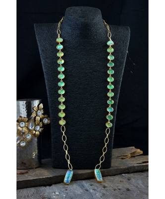 Green Natural Stone Stylish Designer Latest Fashionable Scarf Necklace 1