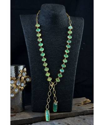 Green Natural Stone Stylish Designer Latest Fashionable Scarf Necklace 2