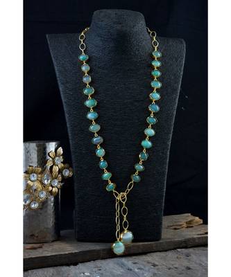 White Green Dual Tone Stylish Unique Designer Fashionable Western Look Scarf Necklace 2