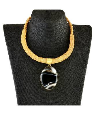 Golden  Brown Designer Necklace With Smart Designer Natural Stone Locket 2
