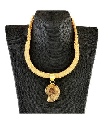 Golden  Black Designer Necklace With Smart Designer Natural Stone Locket 2