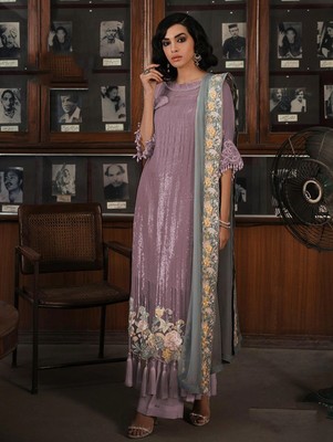 Light Purple Heavy Faux Georgette 