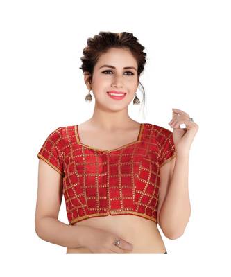 Maroon Square Neck Front Open Padded Saree Blouse 1