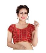 Maroon Square Neck Front Open Padded Saree Blouse