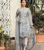 Silver Color Heavy Georgette Designer Pakistani Style Suit
