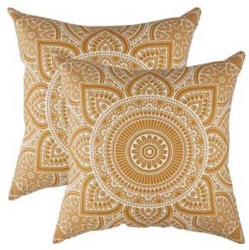 Indiancraft Printed Cushions Cover  (Pack of 2, 60 cm*60 cm, Gold) 2
