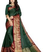 Green Color Soft Cotton Silk Heavy Border Saree With Blouse