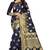 Navy Blue Women's Jacquard Silk Designer Saree With Blouse