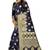 Navy Blue Women's Jacquard Silk Designer Saree With Blouse